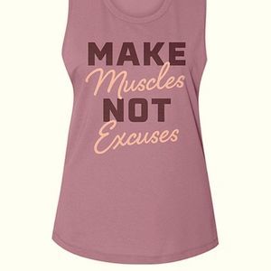 Mauve ’Make Muscles Not Excuses` Muscle Tank